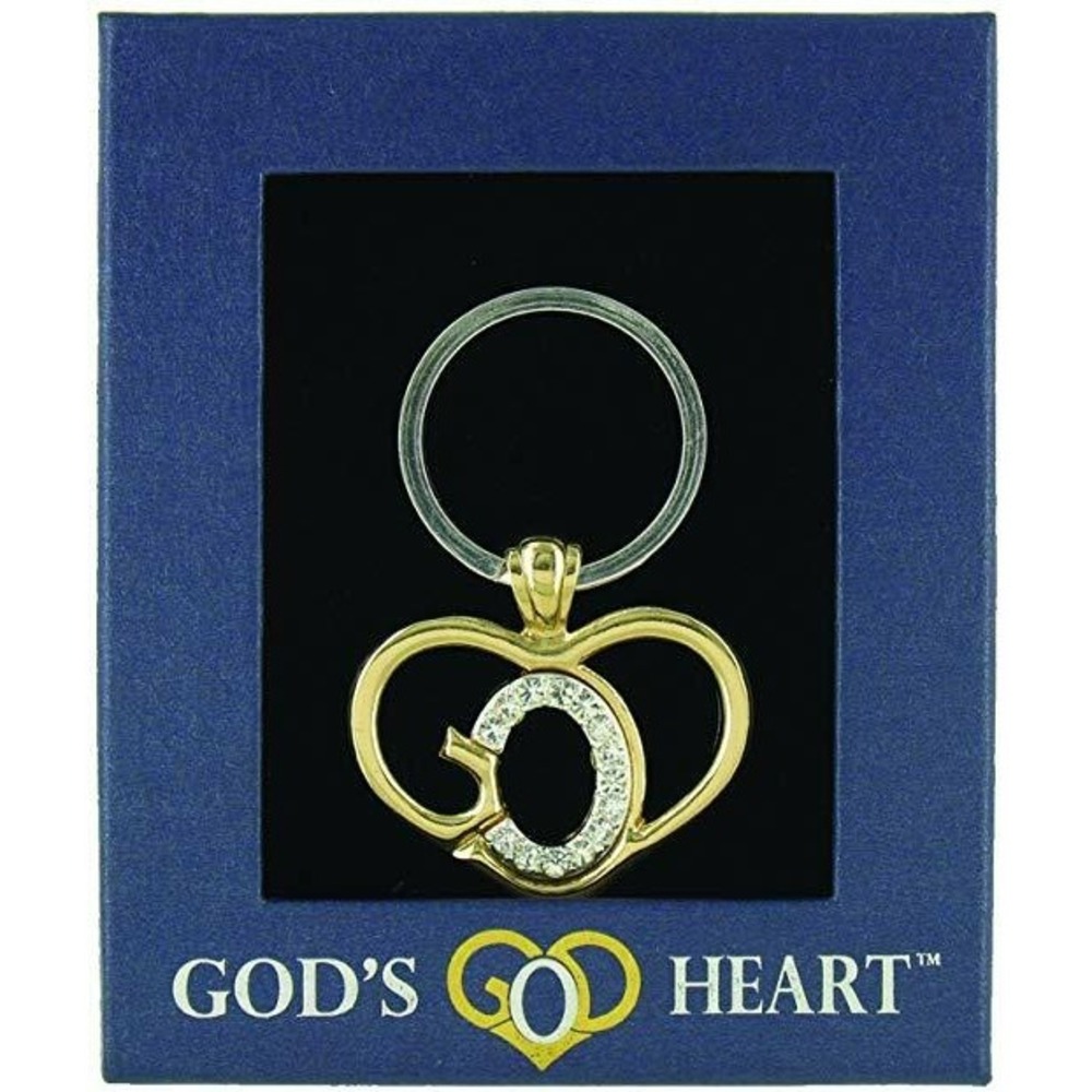 NEW God's Heart keychain GDH-KC Key Chain Love Gold Silver Cubic Zirconia Bling!